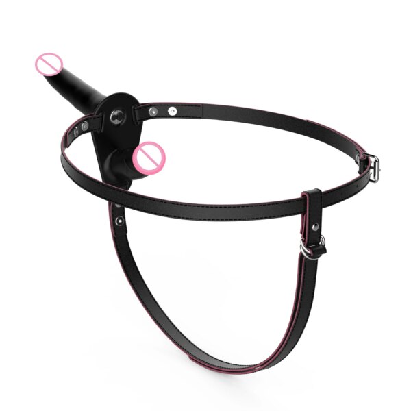 10 Speed Double Vibrator PU Leather Harness Vibrating Panties Lesbian Strap on Dildo Penis Vibrator Anal Plug Sex Toys for Women