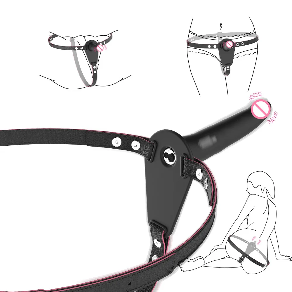 10 Speed Double Vibrator PU Leather Harness Vibrating Panties Lesbian Strap on Dildo Penis Vibrator Anal Plug Sex Toys for Women