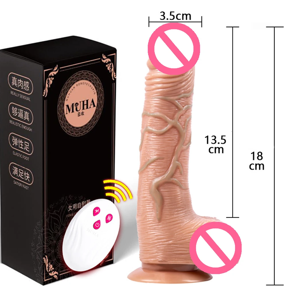 Wireless Remote Control Dildo Female Masturbation Sex Toys Telescoping Vibrator Vagina Anal Stimulator for Women Realistic Penis