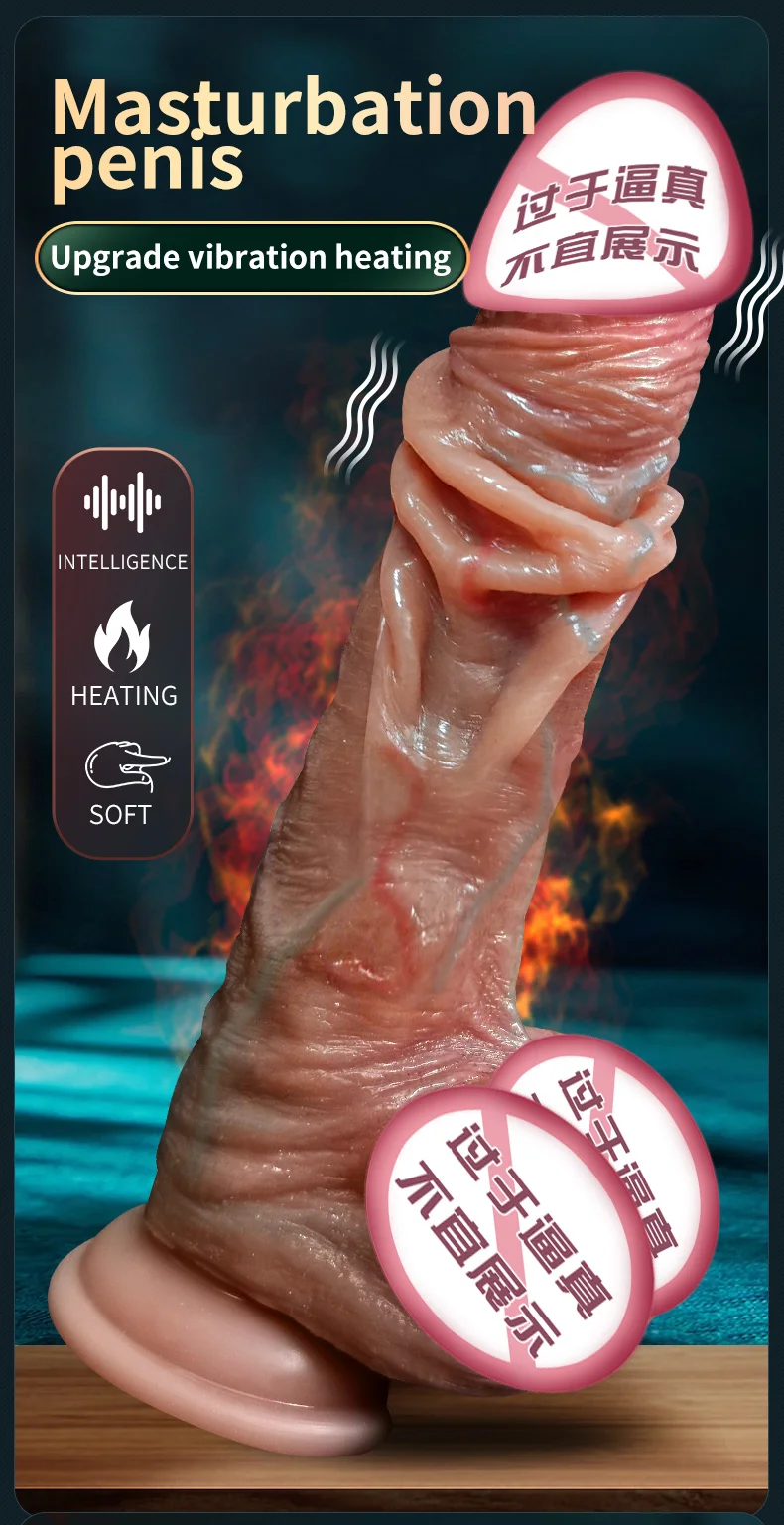 Realistic Move Skin Penis Dildo Vibration heating Sliding Foreskin Dildo with Remote Control Vibrator Anal Huge Sex Toys