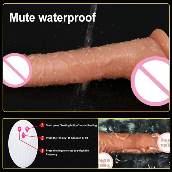 Telescopic Vibrator Thrusting Realistic Dildo Female Masturbation With Suction Cup Heating Penis Remote Control Dick For Women