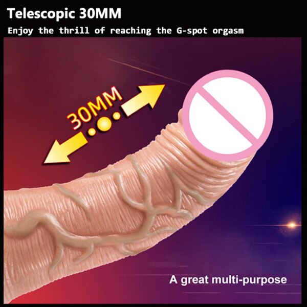 Telescopic Vibrator Thrusting Realistic Dildo Female Masturbation With Suction Cup Heating Penis Remote Control Dick For Women
