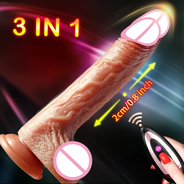 Remote Control Realistic Dildos Suction Cup Heating Telescopic Female Stimulator Big Penis Anal Plug Vibrator Sex Toy For Women