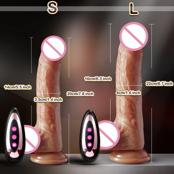 Remote Control Realistic Dildos Suction Cup Heating Telescopic Female Stimulator Big Penis Anal Plug Vibrator Sex Toy For Women