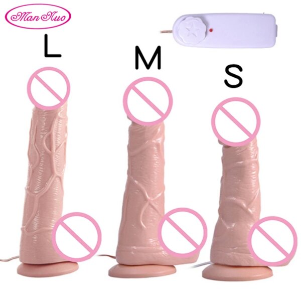 ManNuo Skin Realistic Vibrating Dildo Huge Penis Vibrator Remote Control Female Masturbator Suction Cup Adult Sex Toys For Women