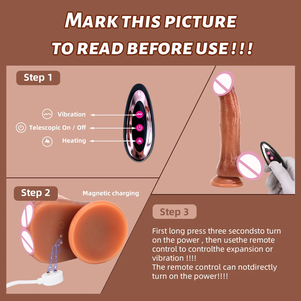 Huge Realistic Dildo Vibrator for Women Sex Toys Heating Big Dick Remote Control Penis Telescopic Anal Female Stimulator