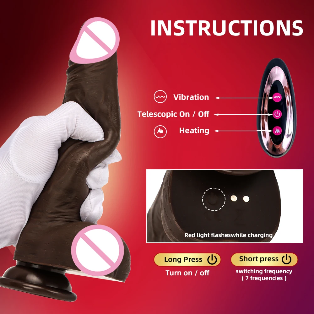 Huge Realistic Dildo Vibrator for Women Sex Toys Heating Big Dick Remote Control Penis Telescopic Anal Female Stimulator