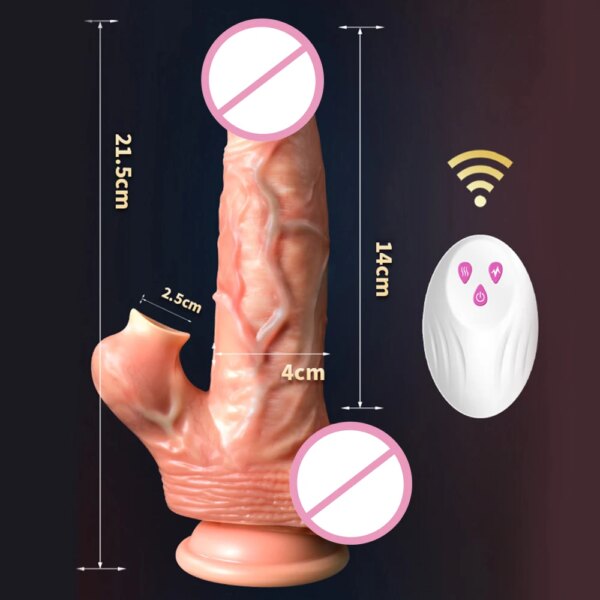 Women Realistic Dildo Heating Telescopic Vaginal Vibration Sucking Clitoris Stimulate Remote Control Masturbator Massage Sex Toy