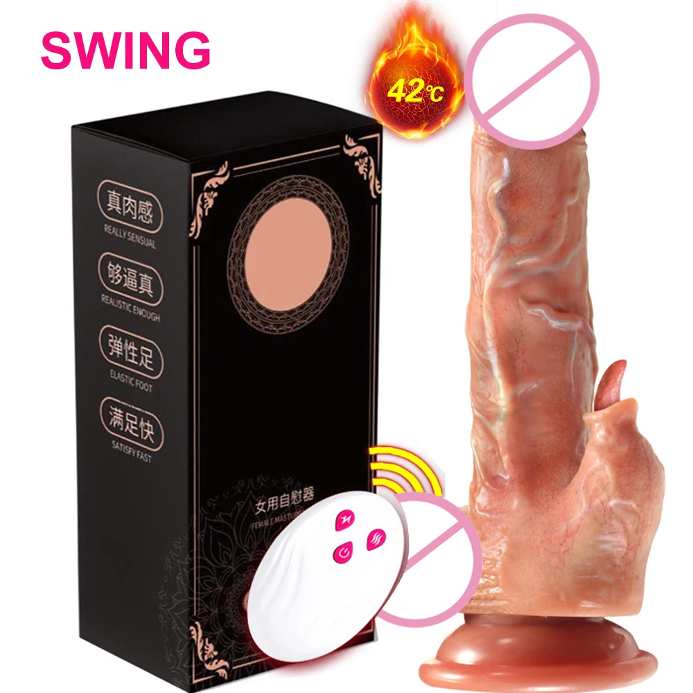 Remote Control Dildo Vibrator Sex Toy For Woman Tongue Licking Realistic Penis Telescopic Swing Heating Vibrator Adult Sex Toy