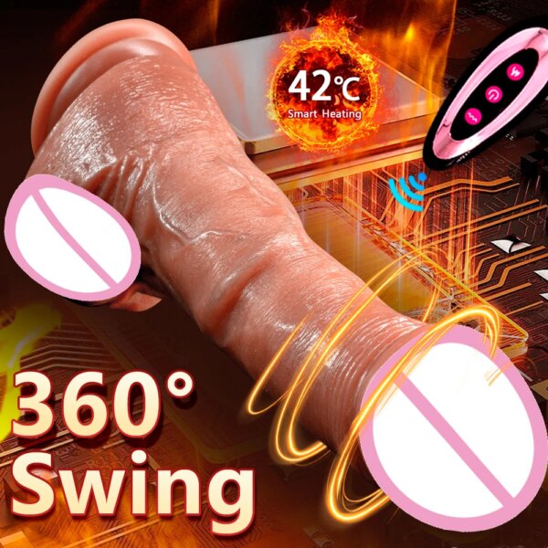Silicone Realistic Vibrators Dildo Swing Thrusting Heating Wireless Remote Control Dildo Female Masturbation Sex Toys for Women