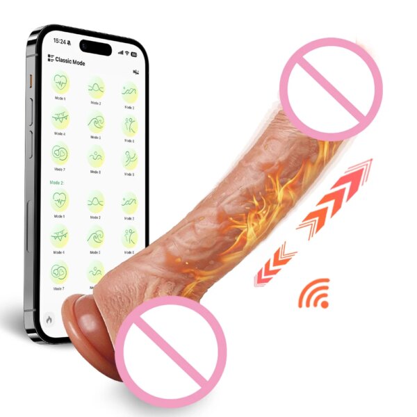 Realistic Dildo Vibrator Big Penis Telescopic Heating Silicone Female  APP Remote Control Dildos  for Women Sex Toys