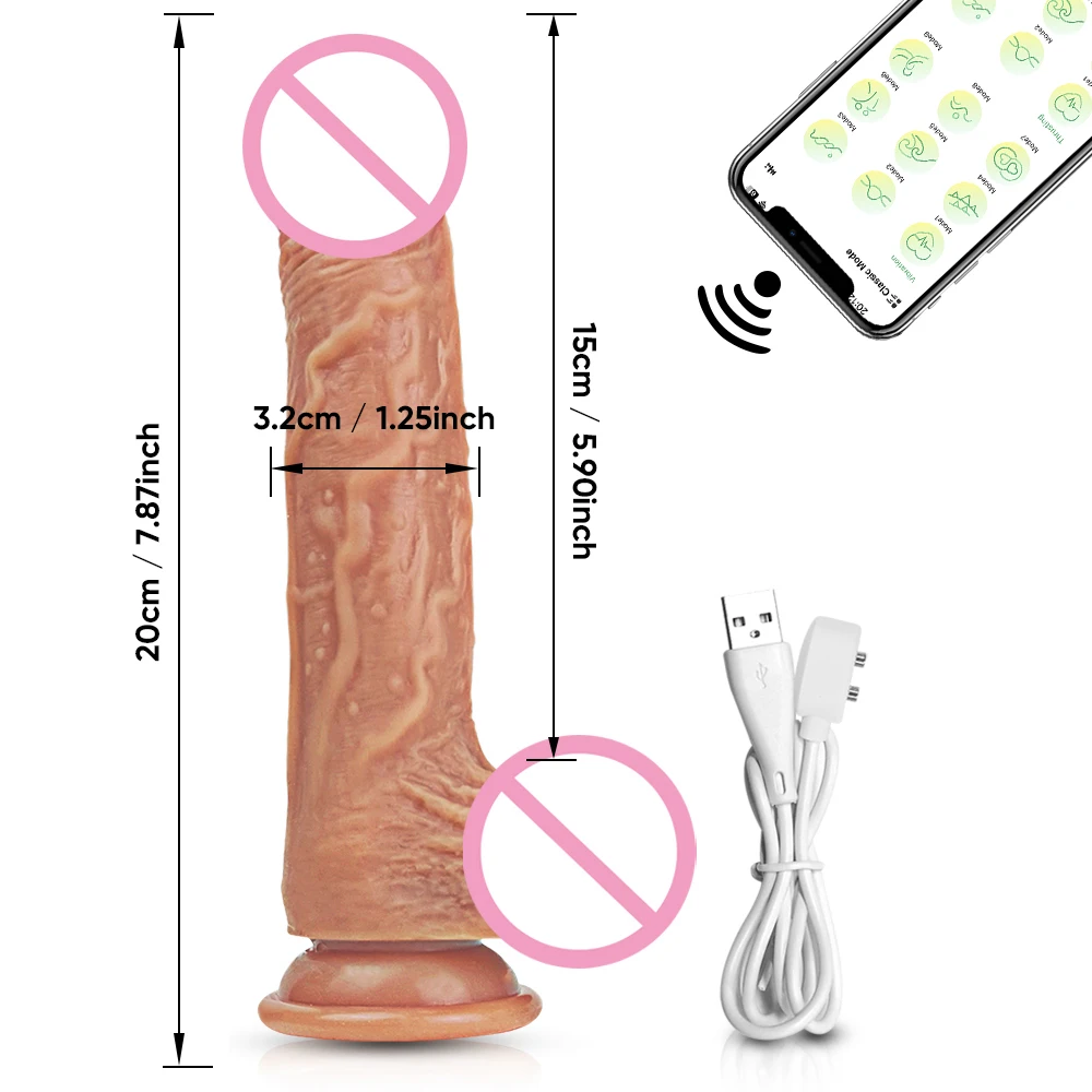 Realistic Dildo Vibrator Big Penis Telescopic Heating Silicone Female  APP Remote Control Dildos  for Women Sex Toys