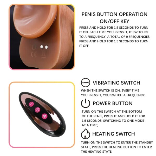 Monster Horse Telescopic Swing Vibration with Suction Cup Heating Penis Realistic Dildo Remote Control Sex Toy Women Masturbator