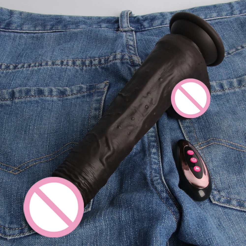 Black Skin Dildo For Women Rubber Realistic Penis Remote Control Telescopic And Heating Dildo Vibrator Female Sex Toys Real Cock