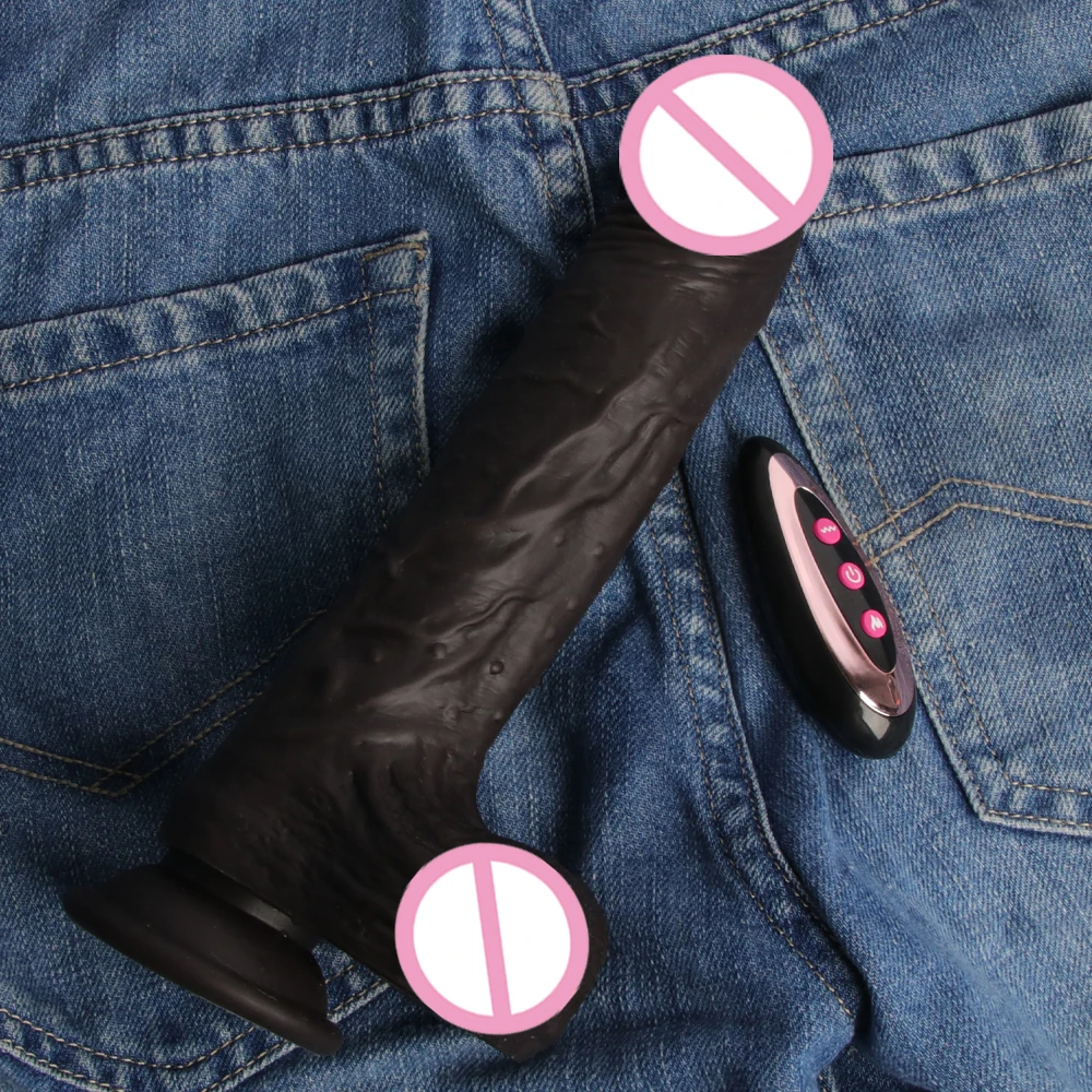 Black Skin Dildo For Women Rubber Realistic Penis Remote Control Telescopic And Heating Dildo Vibrator Female Sex Toys Real Cock
