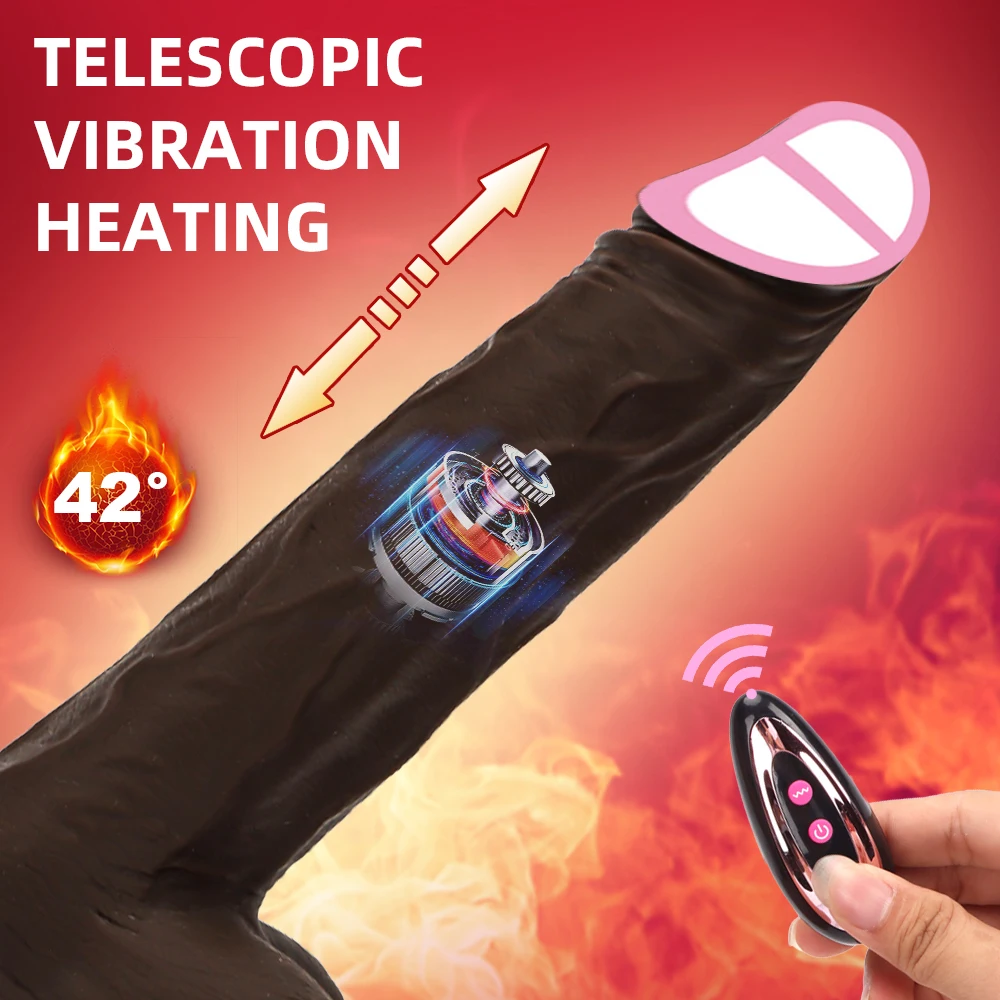 Realistic Telescopic Black Huge Dildo Vibrator for Women Sex Toy Heating Big Dick Remote Control Penis Female Stimulator Realistic Telescopic Black Huge Dildo Vibrator for Women Sex Toy Heating Big Dick Remote Control Penis Female Stimulator