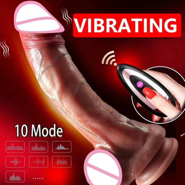 Thrusting Realistic Dildo Vibrators for Women 4 in 1 Penis Heating Vibrating Massager with Remote Control Sex Toys Machine