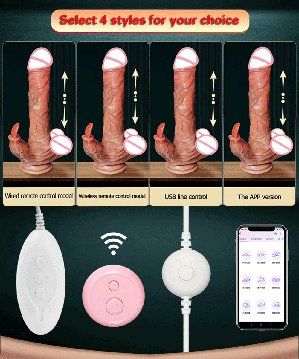 Telescopic Realistic Dildo Vibrator Sex Toys For Women Big Penis Suction Cup Female Masturbation Machine App Remote Control Telescopic Realistic Dildo Vibrator Sex Toys For Women Big Penis Suction Cup Female Masturbation Machine App Remote Control