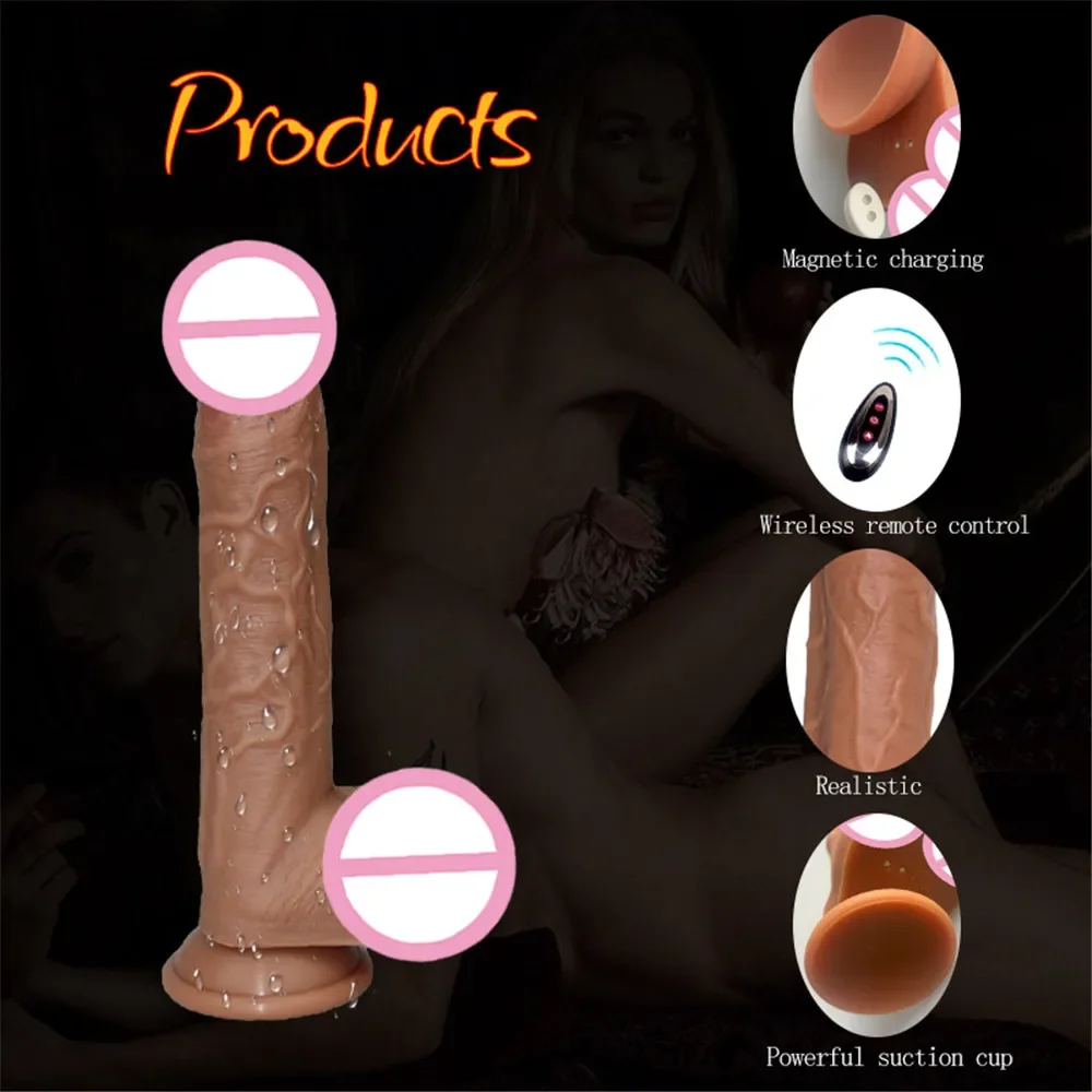 Remote Control Realistic Soft Dildo Vibrator Adult Sex Toys for Woman Telescopic Rotation Big Penis Vagina Female Masturbation