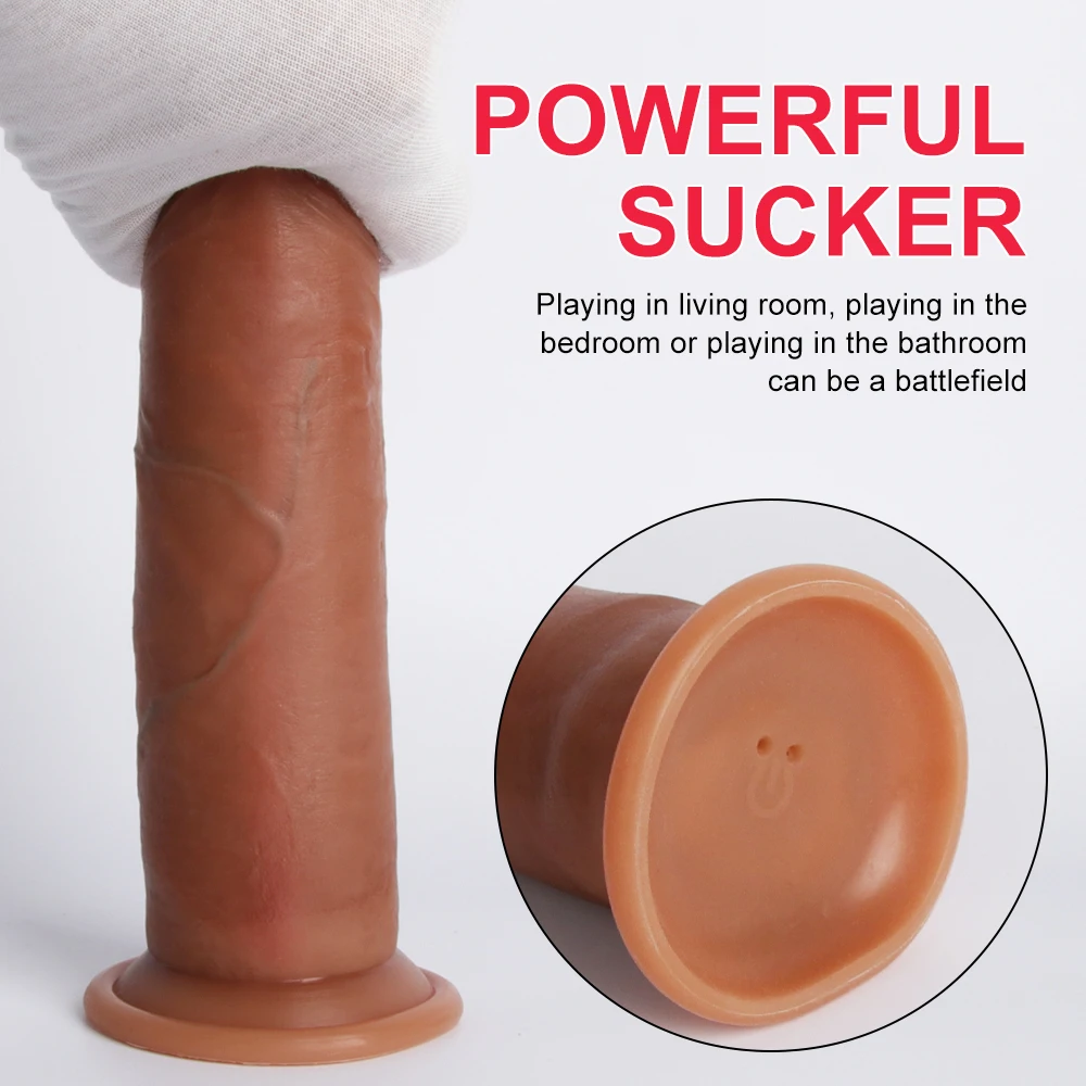 Realistic Sliding Foreskin Vibrating Dildo Silicone Suction Cup Thick Heating Dick Anal Sex Toys Men Women Remote Control Cock