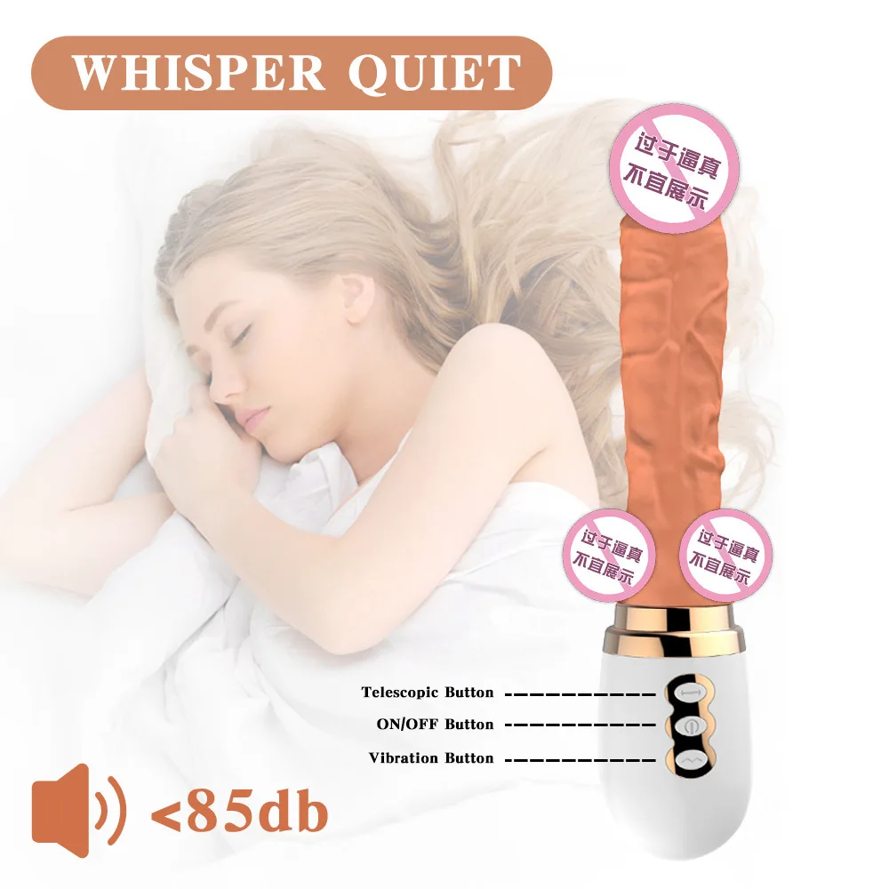 Realistic Thrusting Dildo Vibrator With Handle And Sucker Telescopic Vibrating Penis With Heating For G-spot Sex Toy For Woman