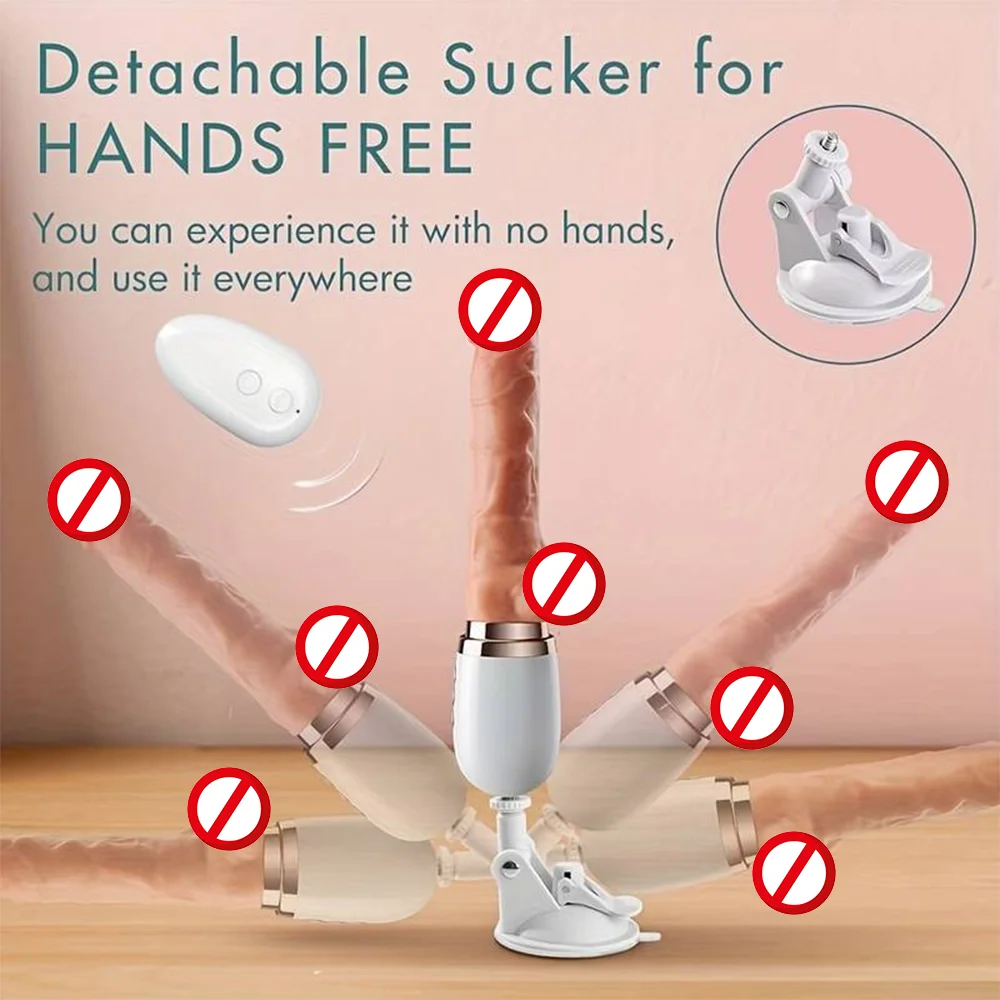 Realistic Thrusting Dildo Vibrator With Handle And Sucker Telescopic Vibrating Penis With Heating For G-spot Sex Toy For Woman