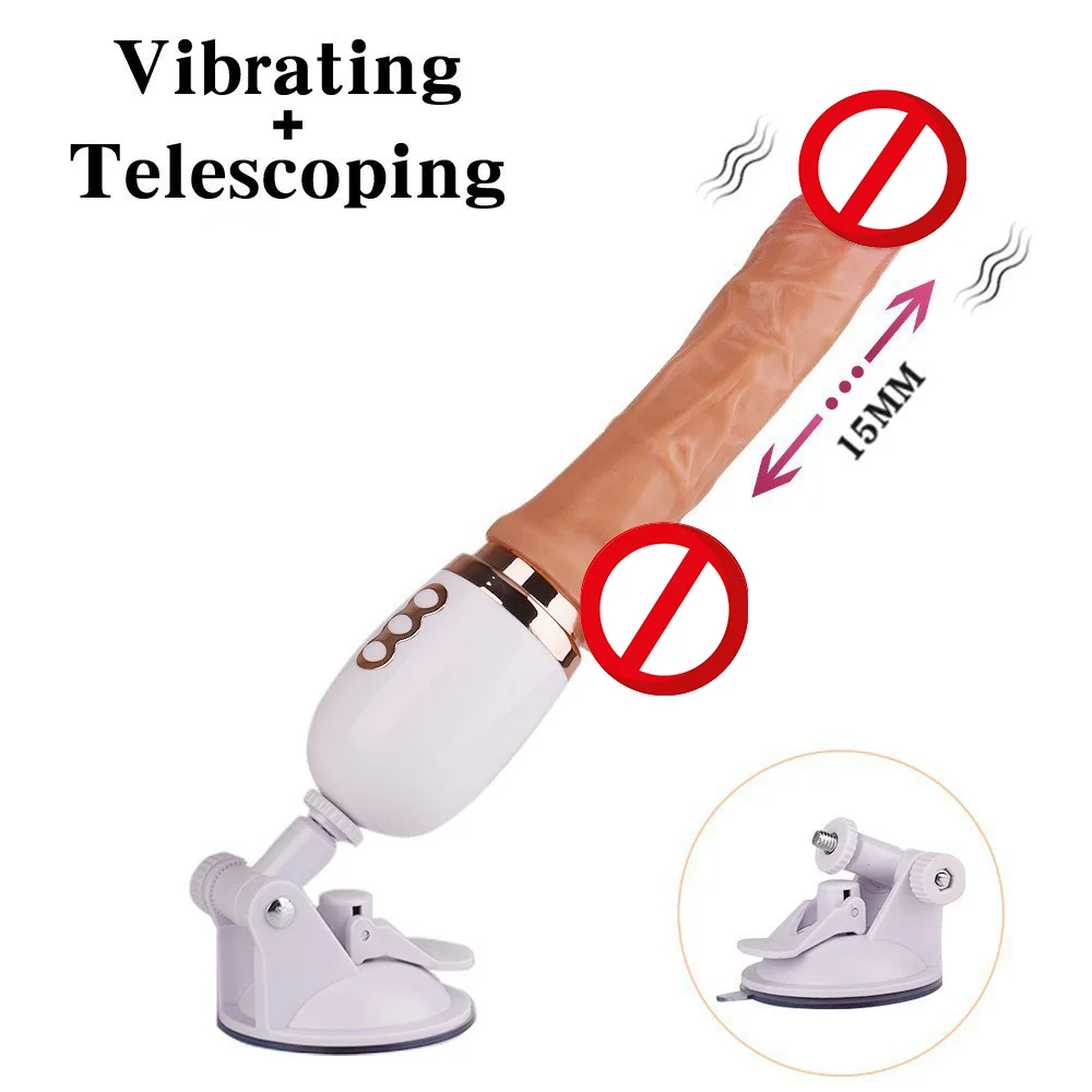 Realistic Thrusting Dildo Vibrator With Handle And Sucker Telescopic Vibrating Penis With Heating For G-spot Sex Toy For Woman