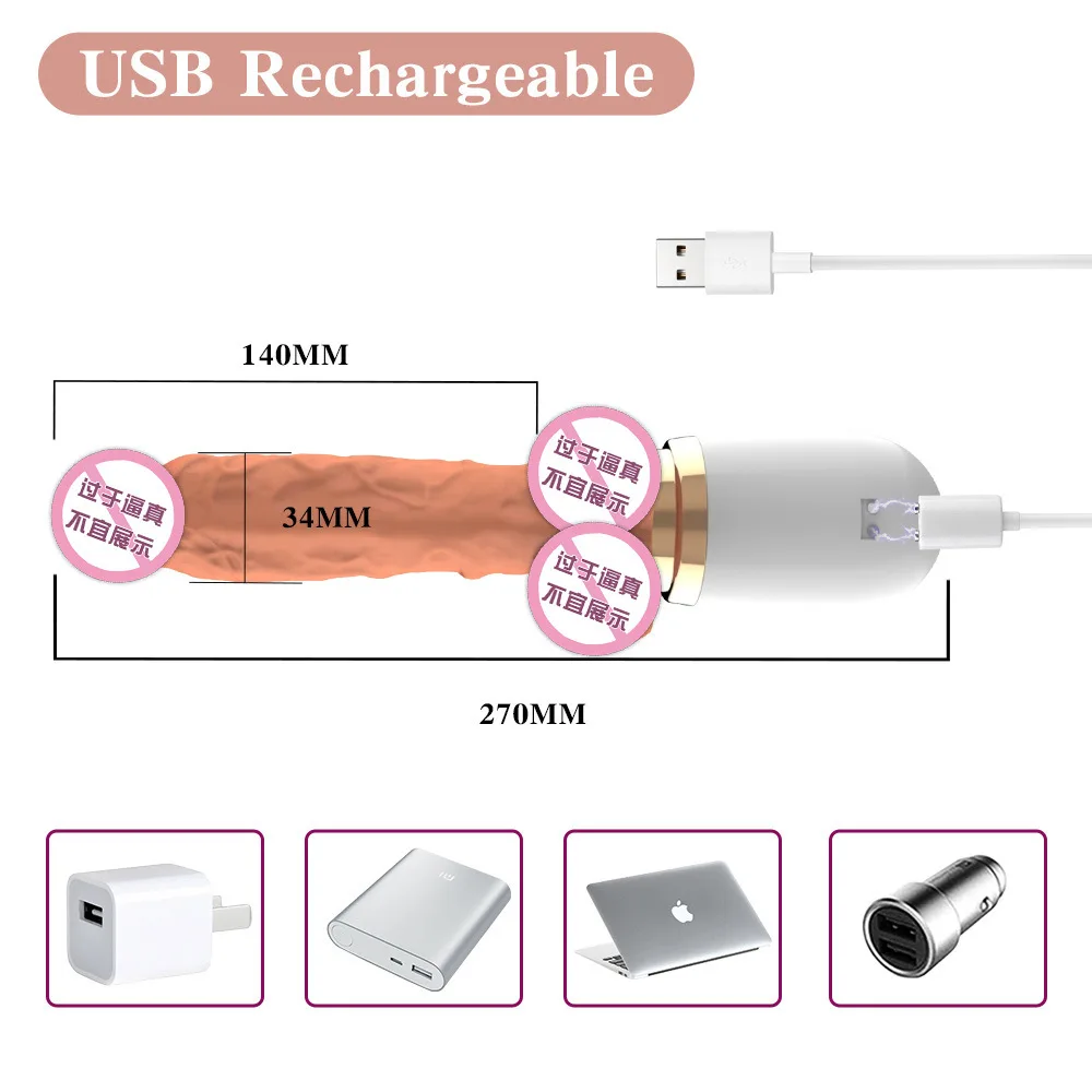 Realistic Thrusting Dildo Vibrator With Handle And Sucker Telescopic Vibrating Penis With Heating For G-spot Sex Toy For Woman