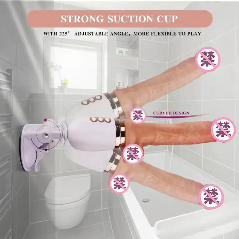 Realistic Thrusting Dildo Vibrator With Handle And Sucker Telescopic Vibrating Penis With Heating For G-spot Sex Toy For Woman