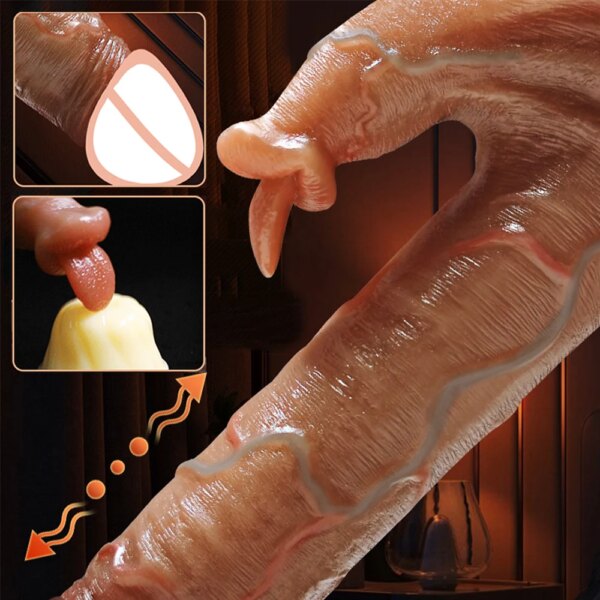Realistic Dildo Vibrator for Women Thrusting Sex Toys Heating Big Cock Remote Control Penis Telescopic Vibrators Anal Female