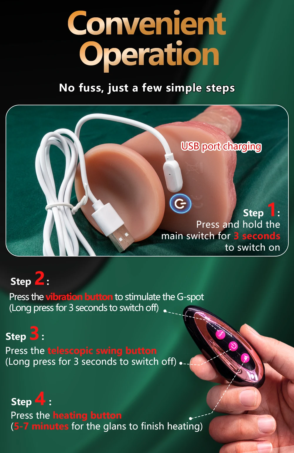 Simulated Vein Penis Remote Control Telescopic Vibrating Soft Realistic Dildo Heating Female Sex Toy Vibrator With Suction Cup