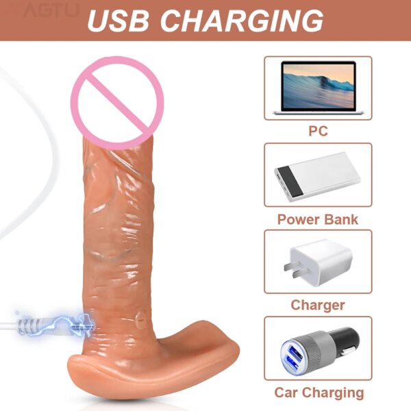 Remote Control Realistic Thrusting Dildo for Women Clitoris Stimulation Heating G Spot Big Penis Skin Feeling Female Vibrator