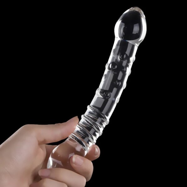 Double Headed Dildo Pyrex Glass  Crystal Fake Penis Anal Butt Plug Female Male Adult Masturbation Sex Toy for Women Men Gay