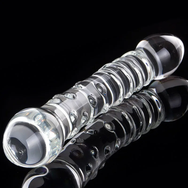 Double Headed Dildo Pyrex Glass  Crystal Fake Penis Anal Butt Plug Female Male Adult Masturbation Sex Toy for Women Men Gay