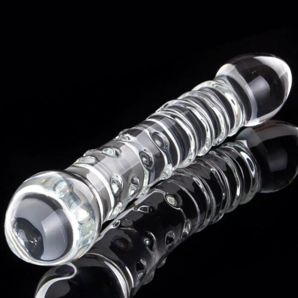 Double Headed Dildo Pyrex Glass  Crystal Fake Penis Anal Butt Plug Female Male Adult Masturbation Sex Toy for Women Men Gay