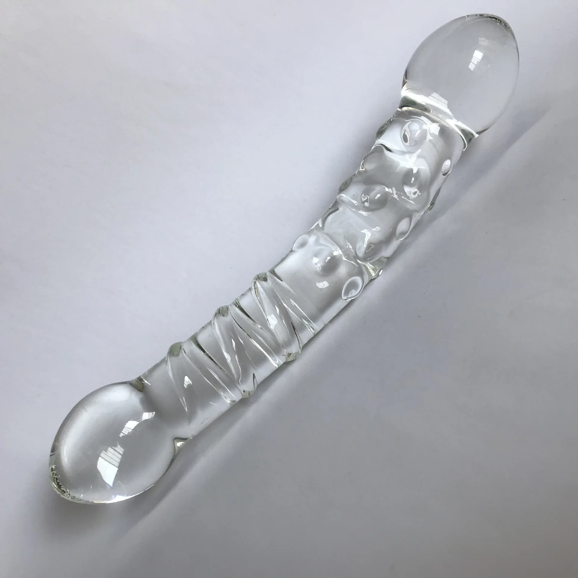 Double Headed Dildo Pyrex Glass  Crystal Fake Penis Anal Butt Plug Female Male Adult Masturbation Sex Toy for Women Men Gay