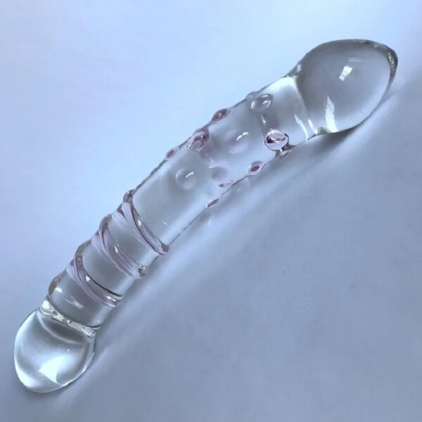 Double Headed Dildo Pyrex Glass  Crystal Fake Penis Anal Butt Plug Female Male Adult Masturbation Sex Toy for Women Men Gay