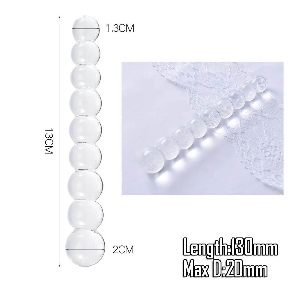 Pyrex Glass Dildo Fake Penis Crystal Anal Beads Butt Plug Prostate Massager G Spot Female Masturbation Toys
