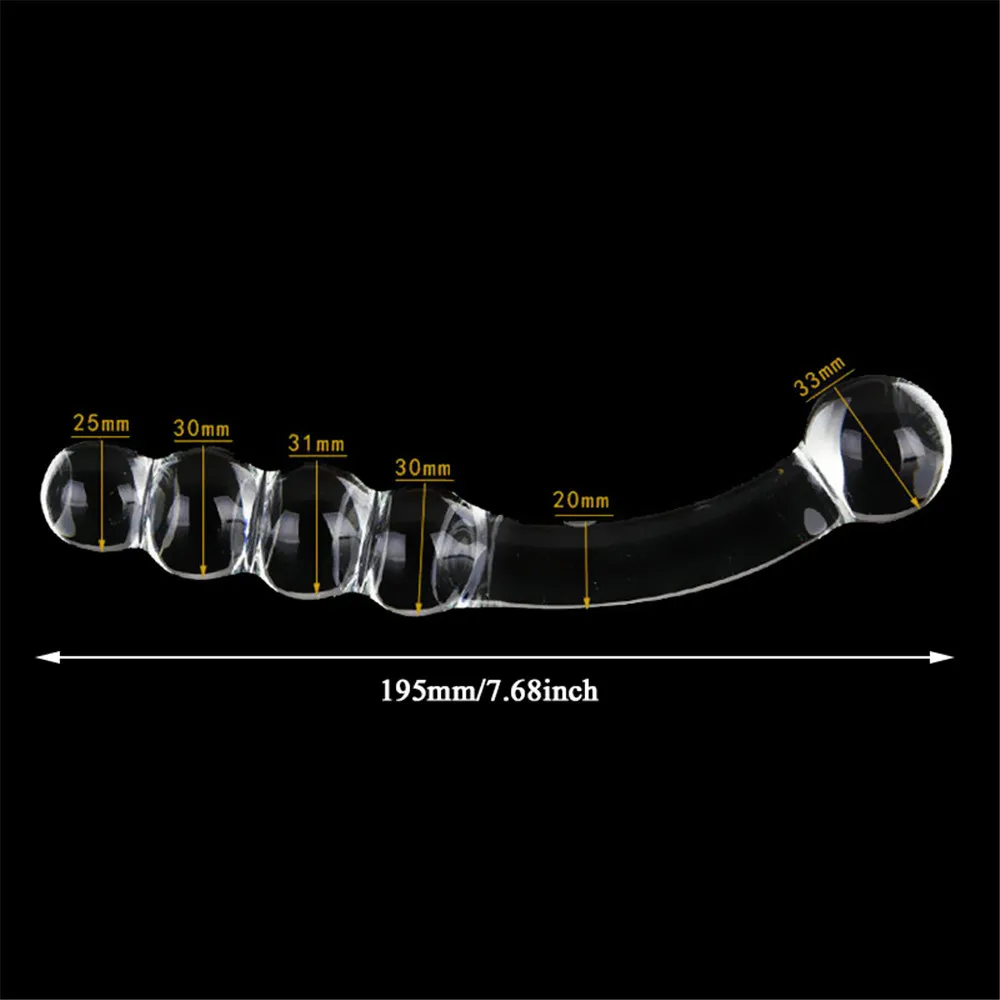 Pyrex Glass Dildo Fake Penis Crystal Anal Beads Butt Plug Prostate Massager G Spot Female Masturbation Toys