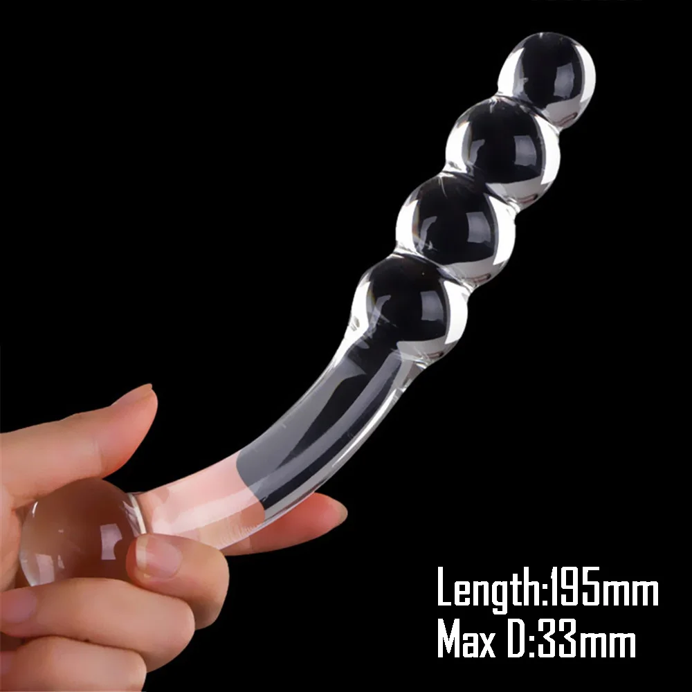 Pyrex Glass Dildo Fake Penis Crystal Anal Beads Butt Plug Prostate Massager G Spot Female Masturbation Toys