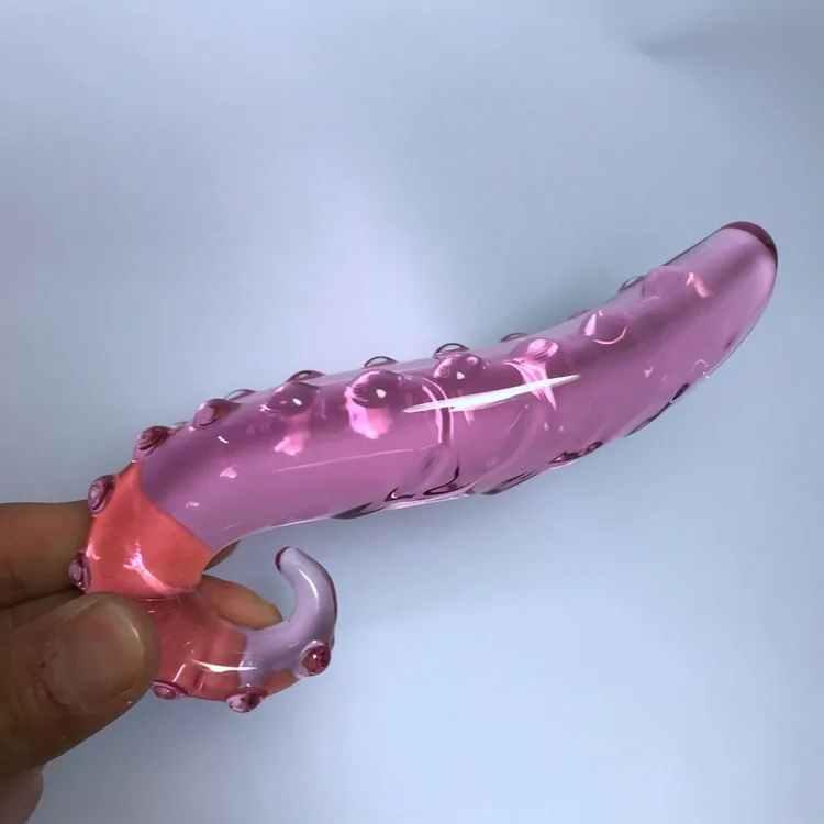 Hippocampus Shape G Shape Pyrex Glass Crystal Dildo with Spot Beads Fake Penis Anal Butt Plug Gay Masturbation Box Shipping
