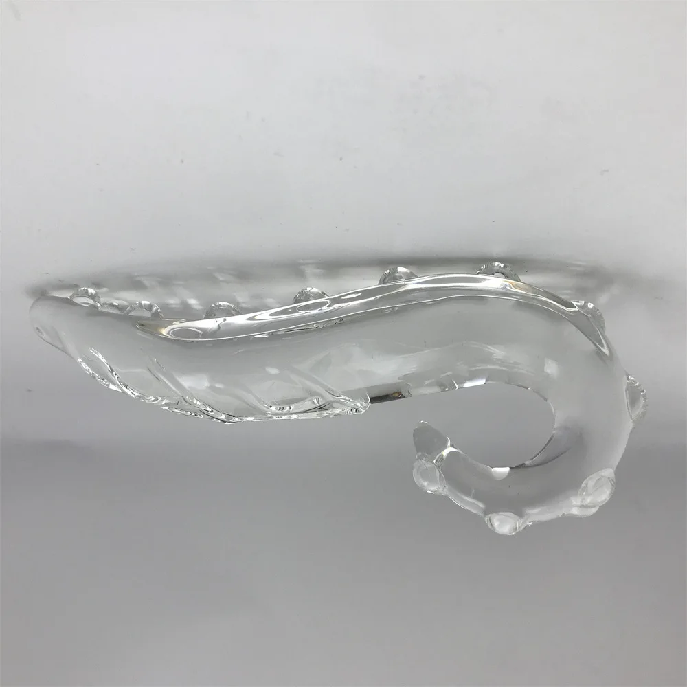 Hippocampus Shape G Shape Pyrex Glass Crystal Dildo with Spot Beads Fake Penis Anal Butt Plug Gay Masturbation Box Shipping