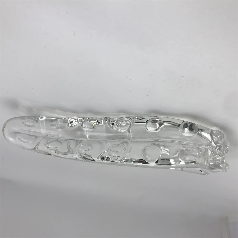 Hippocampus Shape G Shape Pyrex Glass Crystal Dildo with Spot Beads Fake Penis Anal Butt Plug Gay Masturbation Box Shipping