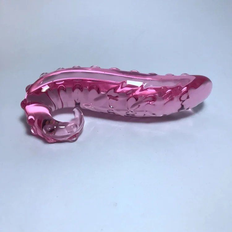 Hippocampus Shape G Shape Pyrex Glass Crystal Dildo with Spot Beads Fake Penis Anal Butt Plug Gay Masturbation Box Shipping