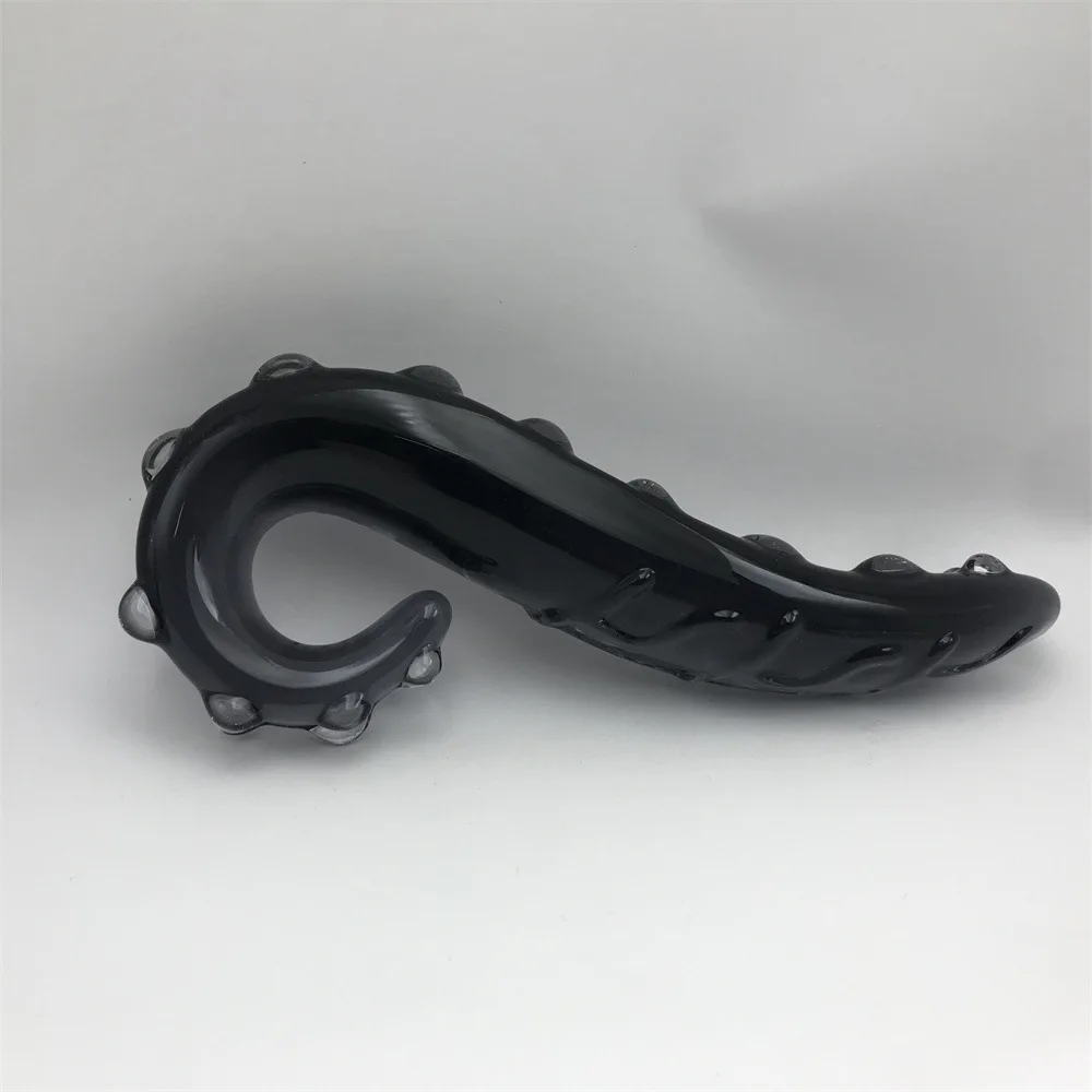 Hippocampus Shape G Shape Pyrex Glass Crystal Dildo with Spot Beads Fake Penis Anal Butt Plug Gay Masturbation Box Shipping