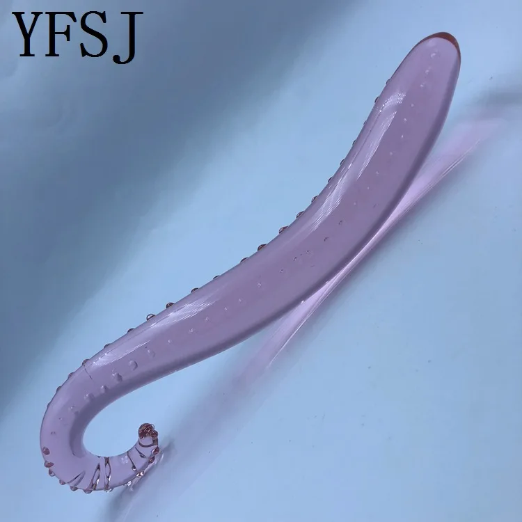 Hippocampus Shape G Shape Pyrex Glass Crystal Dildo with Spot Beads Fake Penis Anal Butt Plug Gay Masturbation Box Shipping