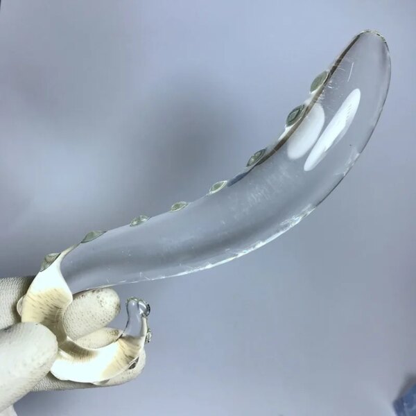 Hippocampus Shape G Shape Pyrex Glass Crystal Dildo with Spot Beads Fake Penis Anal Butt Plug Gay Masturbation Box Shipping