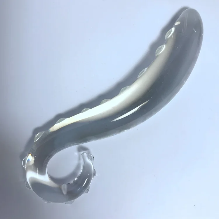 Hippocampus Shape G Shape Pyrex Glass Crystal Dildo with Spot Beads Fake Penis Anal Butt Plug Gay Masturbation Box Shipping