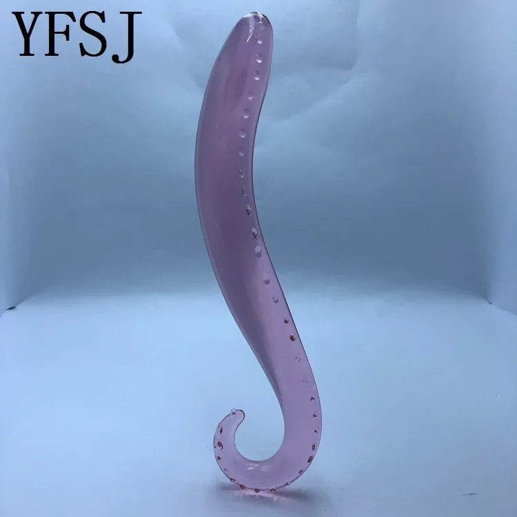 Hippocampus Shape G Shape Pyrex Glass Crystal Dildo with Spot Beads Fake Penis Anal Butt Plug Gay Masturbation Box Shipping