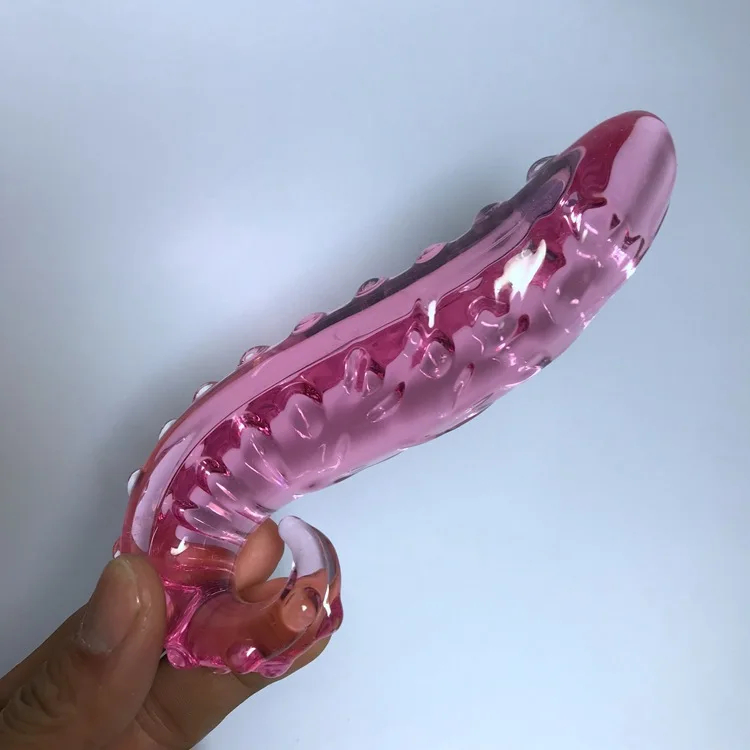 Hippocampus Shape G Shape Pyrex Glass Crystal Dildo with Spot Beads Fake Penis Anal Butt Plug Gay Masturbation Box Shipping